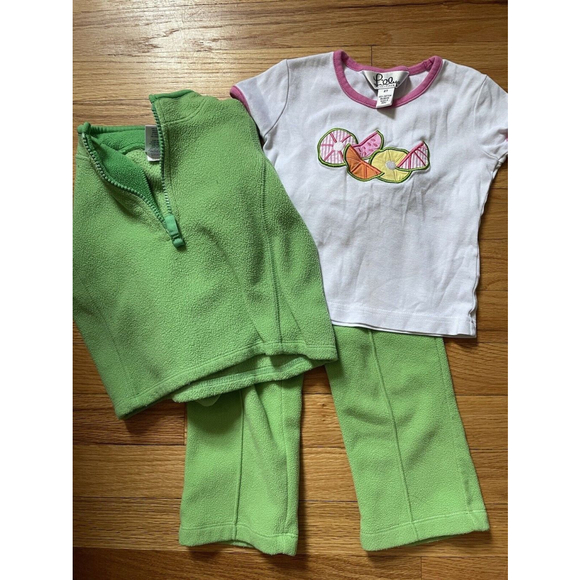 Vintage Y2K Lime Green Old Navy Kids Fleece Flared Pants 1/4 Zip Outfit 2T 24 Mo - Picture 11 of 12